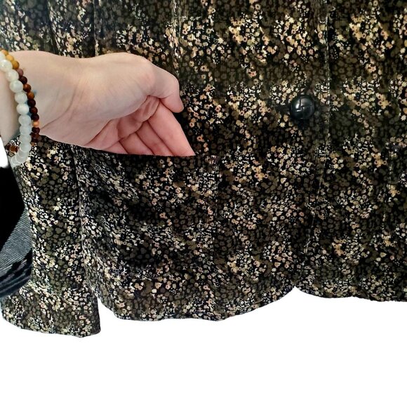 Gap Vintage Y2K Corduroy Blazer Jacket Women 8 Medium Suit Coat Brown Black Work - Picture 15 of 16